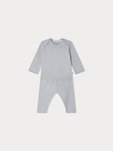 Load image into Gallery viewer, Timi printed set with American neckline in blue-grey organic cotton
