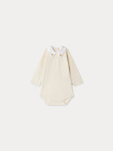 Load image into Gallery viewer, September bodysuit with homemade embroidered collar in organic cotton
