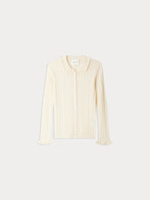 Load image into Gallery viewer, Jimini cardigan with fancy stitch collar in wool and silk
