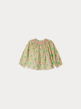 Load image into Gallery viewer, Griotte blouse smocked and embroidered in Liberty fabric in organic cotton
