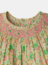 Load image into Gallery viewer, Griotte blouse smocked and embroidered in Liberty fabric in organic cotton
