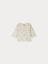 Load image into Gallery viewer, Ganiti blouse in striped organic cotton with cherry embroidery
