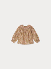 Load image into Gallery viewer, Griotte blouse smocked and embroidered in Liberty fabric in organic cotton
