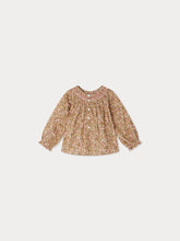 Load image into Gallery viewer, Griotte blouse smocked and embroidered in Liberty fabric in organic cotton
