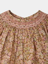 Load image into Gallery viewer, Griotte blouse smocked and embroidered in Liberty fabric in organic cotton
