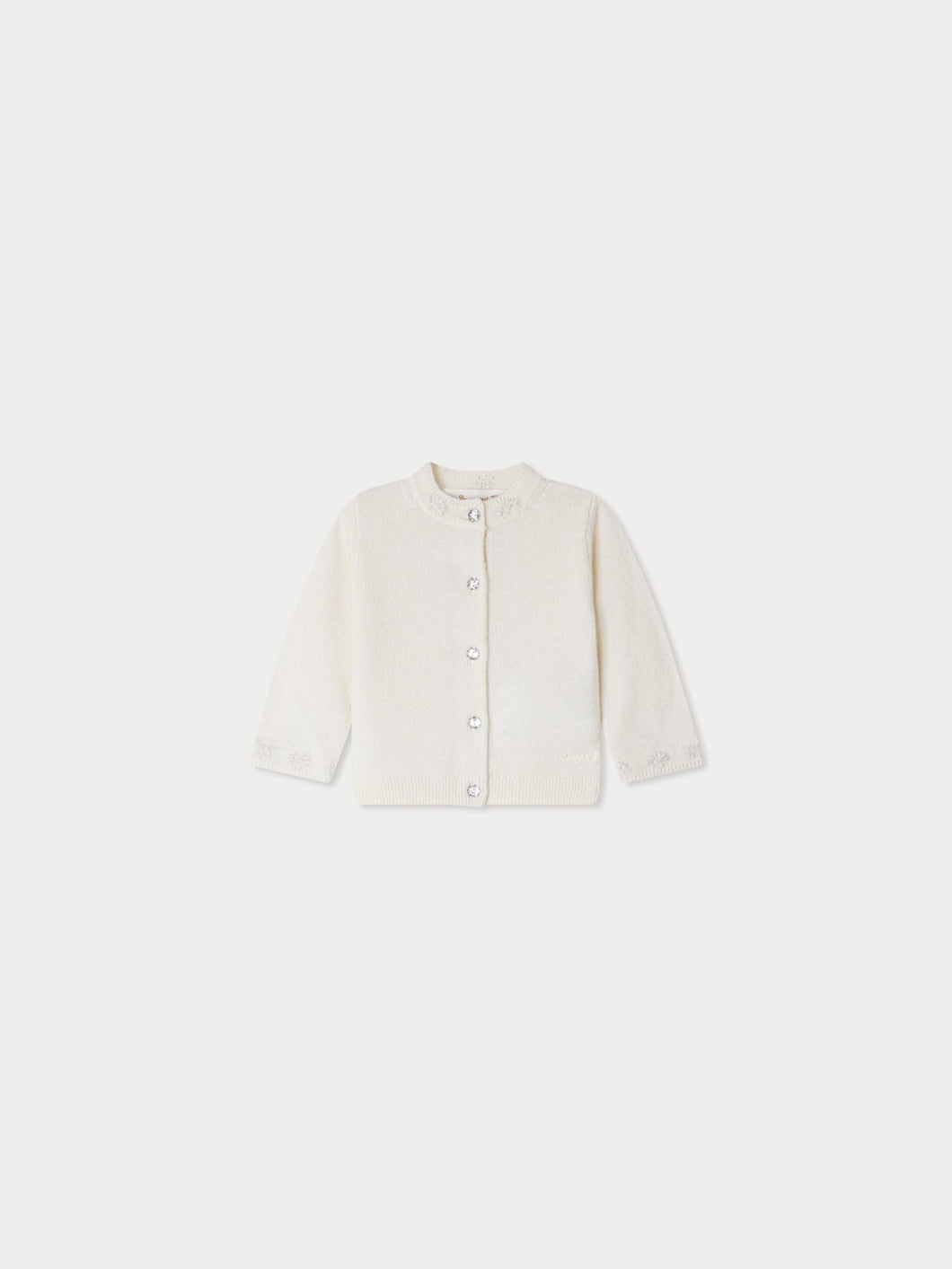 Teyana Hand Embroidered Cashmere Crew Neck Cardigan