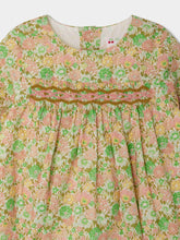 Load image into Gallery viewer, Félicie smocked and embroidered dress in Liberty fabric in organic cotton
