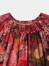 Load image into Gallery viewer, Griottine smocked and embroidered dress in Liberty fabric in organic cotton
