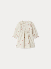 Load image into Gallery viewer, Taelia dress in striped organic cotton with cherry embroidery
