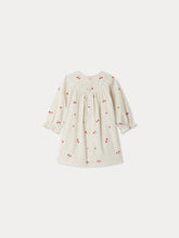 Load image into Gallery viewer, Taelia dress in striped organic cotton with cherry embroidery
