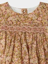 Load image into Gallery viewer, Félicie smocked and embroidered dress in Liberty fabric in organic cotton
