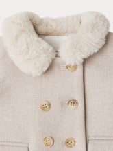 Load image into Gallery viewer, Moka wool coat with a faux fur collar
