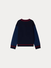 Load image into Gallery viewer, Julian V-neck cardigan with embroidered badge in wool
