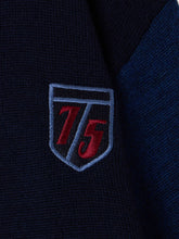 Load image into Gallery viewer, Julian V-neck cardigan with embroidered badge in wool
