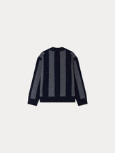 Load image into Gallery viewer, Mandel V-neck cardigan with grey stripes in wool
