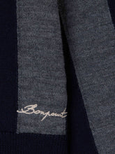 Load image into Gallery viewer, Mandel V-neck cardigan with grey stripes in wool
