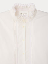 Load image into Gallery viewer, Melba Grown-Up blouse with ruffled collar and Calais lace in organic cotton

