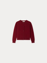 Load image into Gallery viewer, Burgundy Manon cardigan with cherries in cashmere
