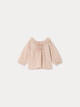 Load image into Gallery viewer, Mulietti baby striped blouse with smocked and hand-embroidered in organic cotton
