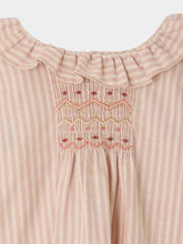 Load image into Gallery viewer, Mulietti baby striped blouse with smocked and hand-embroidered in organic cotton
