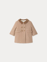 Load image into Gallery viewer, Mocha baby coat with velvet collar and padded lining
