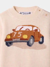 Load image into Gallery viewer, Almire baby sweater with hand embroidered car
