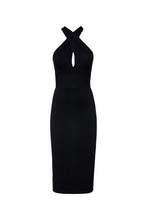 Load image into Gallery viewer, CREPE KNIT WRAP NECK DRESS - BLACK
