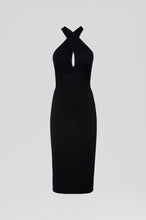 Load image into Gallery viewer, CREPE KNIT WRAP NECK DRESS - BLACK
