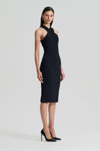 Load image into Gallery viewer, CREPE KNIT WRAP NECK DRESS - BLACK
