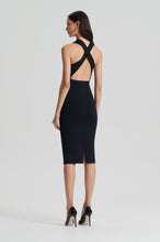 Load image into Gallery viewer, CREPE KNIT WRAP NECK DRESS - BLACK
