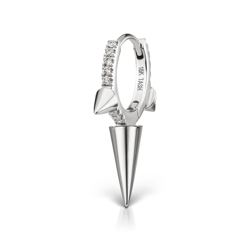 Triple Long Spike Diamond Eternity Hoop Earring (8mm)