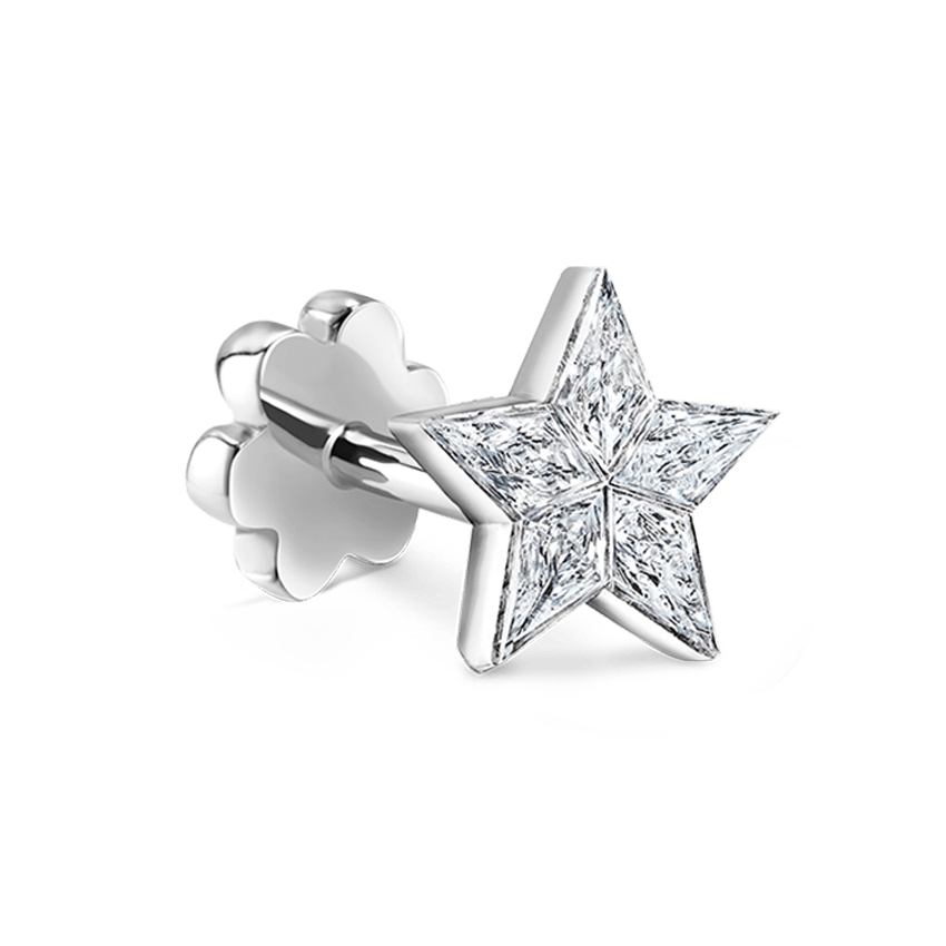 Invisible Set Diamond Star Threaded Stud Earring (7mm)