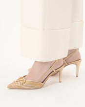 Load image into Gallery viewer, VLogo Signature Metallic Slingback Pumps With Cornely Embroidery 80Mm

