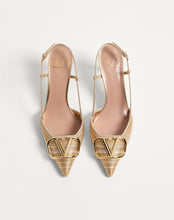 Load image into Gallery viewer, VLogo Signature Metallic Slingback Pumps With Cornely Embroidery 80Mm
