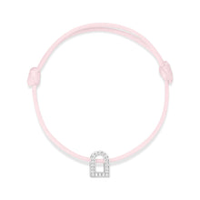 Load image into Gallery viewer, L'Arc Voyage Charm PM, 18k White Gold with Galerie Diamonds on Silk Cord Bracelet - DAVIDOR
