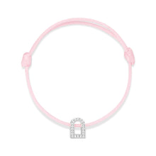 Load image into Gallery viewer, L'Arc Voyage Charm PM, 18k White Gold with Galerie Diamonds on Silk Cord Bracelet - DAVIDOR
