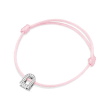 Load image into Gallery viewer, L'Arc Voyage Charm PM, 18k White Gold with Galerie Diamonds on Silk Cord Bracelet - DAVIDOR
