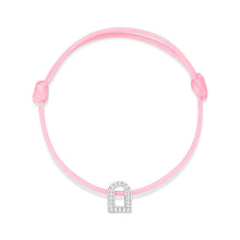 Load image into Gallery viewer, L'Arc Voyage Charm PM, 18k White Gold with Galerie Diamonds on Silk Cord Bracelet - DAVIDOR
