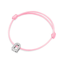 Load image into Gallery viewer, L'Arc Voyage Charm PM, 18k White Gold with Galerie Diamonds on Silk Cord Bracelet - DAVIDOR
