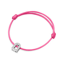 Load image into Gallery viewer, L'Arc Voyage Charm PM, 18k White Gold with Galerie Diamonds on Silk Cord Bracelet - DAVIDOR
