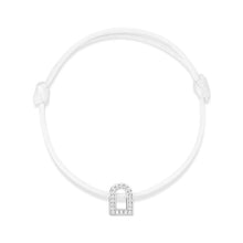 Load image into Gallery viewer, L'Arc Voyage Charm PM, 18k White Gold with Galerie Diamonds on Silk Cord Bracelet - DAVIDOR
