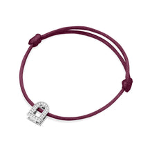 Load image into Gallery viewer, L'Arc Voyage Charm PM, 18k White Gold with Galerie Diamonds on Silk Cord Bracelet - DAVIDOR
