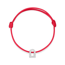 Load image into Gallery viewer, L'Arc Voyage Charm PM, 18k White Gold with Galerie Diamonds on Silk Cord Bracelet - DAVIDOR
