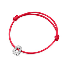 Load image into Gallery viewer, L'Arc Voyage Charm PM, 18k White Gold with Galerie Diamonds on Silk Cord Bracelet - DAVIDOR
