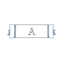 Load image into Gallery viewer, Seferî Flower Garden Bolster Cushion Cover with Monogram Embroidery - Blue
