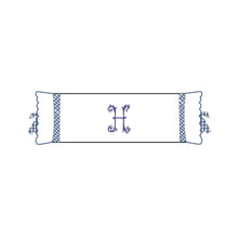 Load image into Gallery viewer, Seferî Flower Garden Bolster Cushion Cover with Monogram Embroidery - Blue
