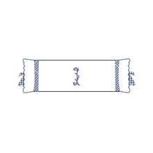 Load image into Gallery viewer, Seferî Flower Garden Bolster Cushion Cover with Monogram Embroidery - Blue
