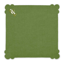 Load image into Gallery viewer, Seferî Embroidered Napkin - Lily of the Valley - Green - Set of 4
