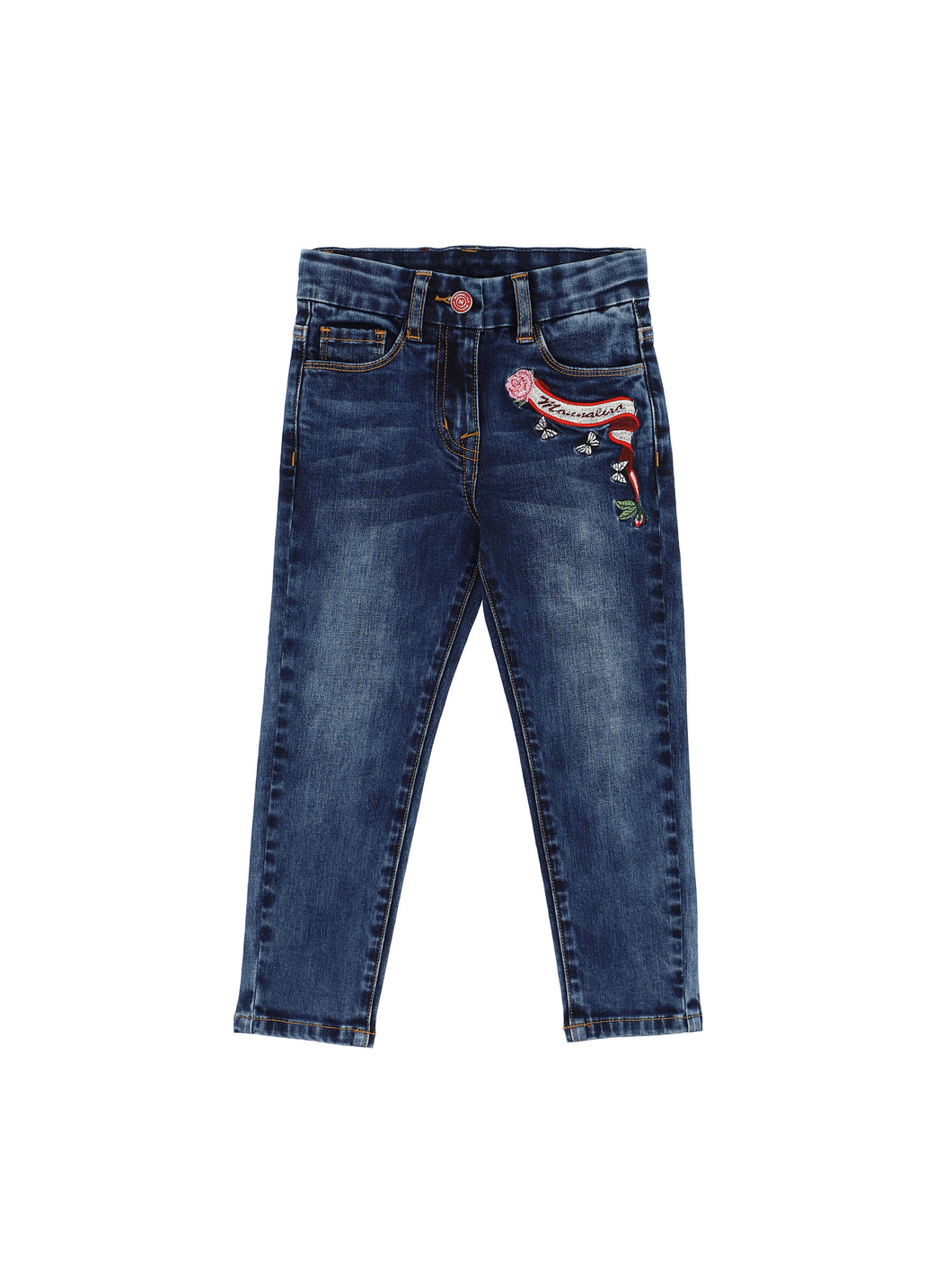 Five-pocket embroidered jeans