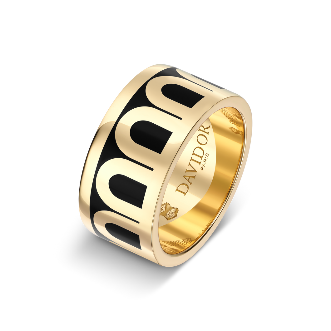 L'Arc de DAVIDOR Ring GM, 18k Yellow Gold with Lacquered Ceramic - DAVIDOR